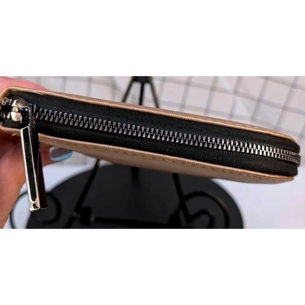 Halston Jewelry Organizer Women OS Champagne Gold Metallic Travel Zip Case Folio